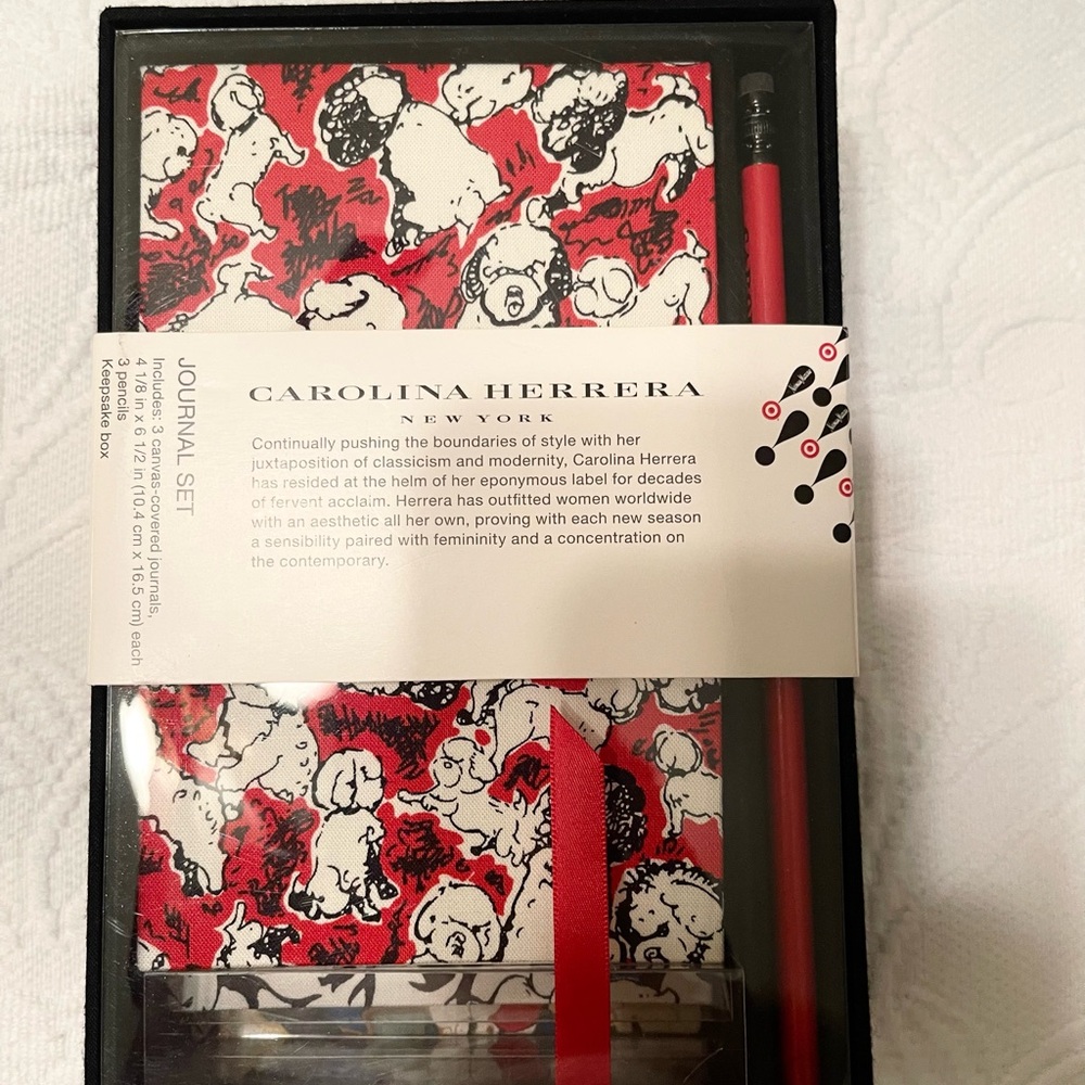 Carolina Herrera Red and Black Illustrated Journal Set